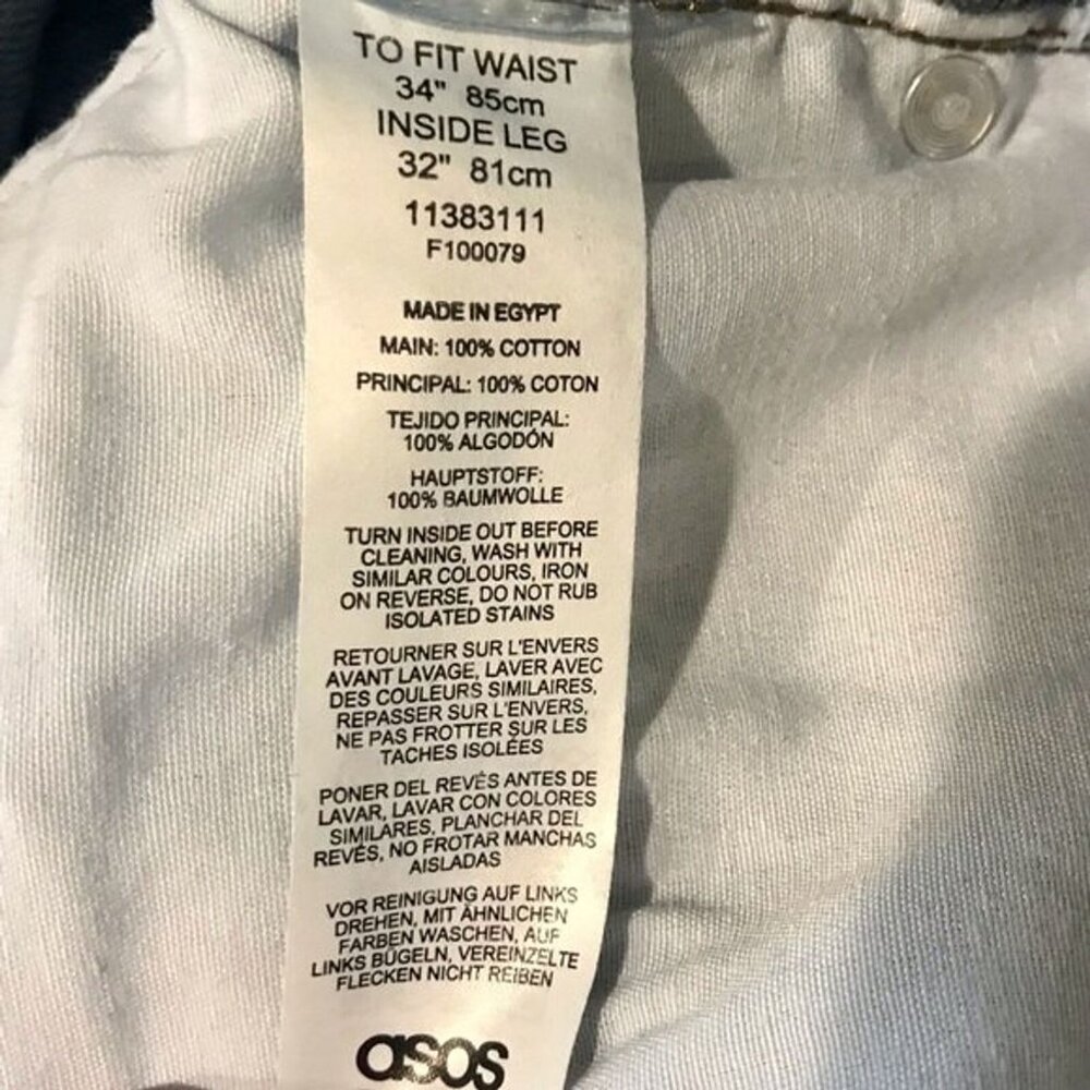 ASOS DESIGN Men's Straight Leg Baggy Medium Wash Jeans Button Fly. Size 34/32 - Picture 7 of 10